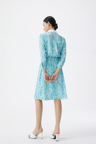 Robe trapèze - Bleu clair et vert clair