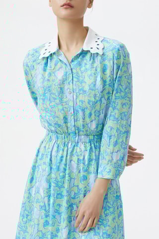 Robe trapèze - Bleu clair et vert clair