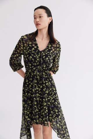 Robe midi - Noir et vert clair