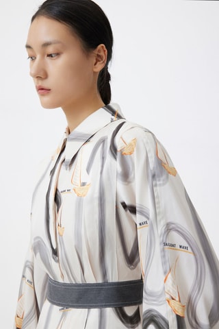 Robe midi - Blanc et noir