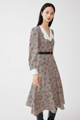 Vestido direito às bolas Castanho