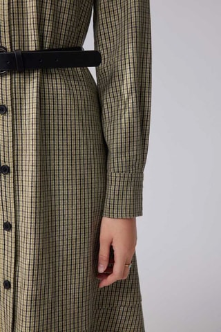 Vestido-camisa aos quadrados Verde-musgo