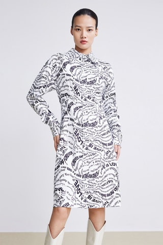 Vestido-camisa - Branco e preto