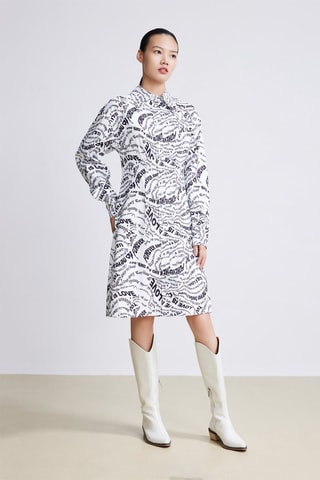 Vestido-camisa - Branco e preto