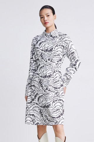 Vestido-camisa - Branco e preto