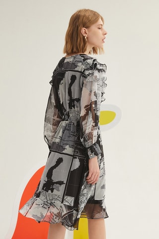 Vestido estilo patinadora Preto e cinzento
