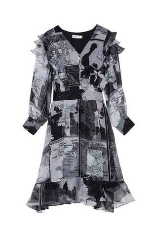 Vestido estilo patinadora Preto e cinzento