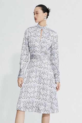 Vestido direito Branco e azul-celeste