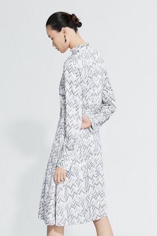 Vestido direito Branco e azul-celeste