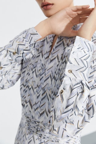 Vestido direito Branco e azul-celeste