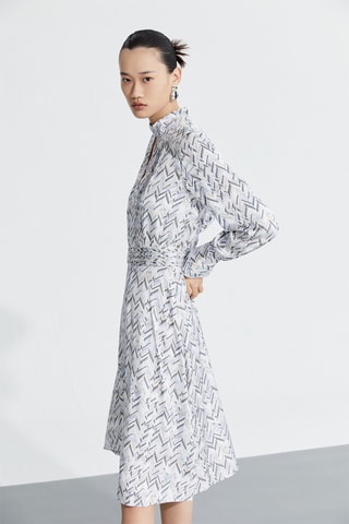 Vestido direito Branco e azul-celeste