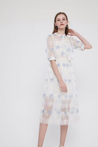 Robe longue Violet pâle et blanc