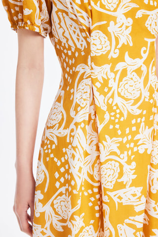 Vestido estilo patinadora - Mostarda e cru