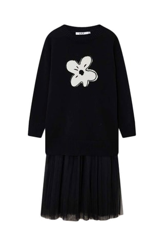 Robe trompe-l’œil en laine Noir