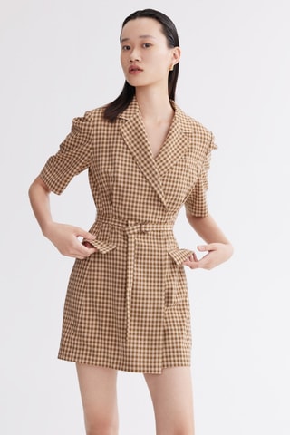 Vestido blazer - Bege e castanho