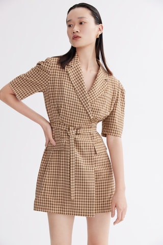 Vestido blazer - Bege e castanho