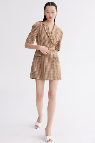 Vestido blazer - Bege e castanho