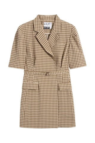 Vestido blazer - Bege e castanho