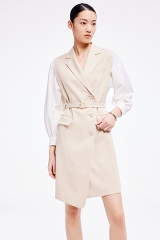Vestido blazer - Bege e branco
