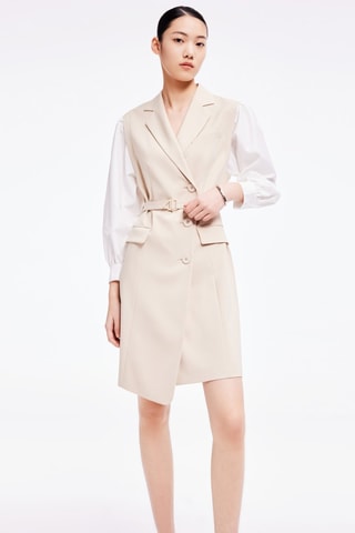 Vestido blazer - Bege e branco