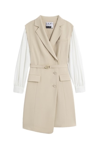 Vestido blazer - Bege e branco