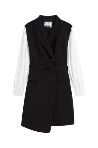 Vestido blazer - Preto e branco