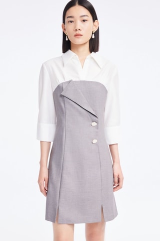 Vestido direito - Cinzento e branco