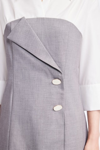 Vestido direito - Cinzento e branco