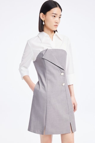 Vestido direito - Cinzento e branco