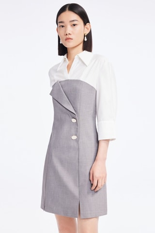 Vestido direito - Cinzento e branco