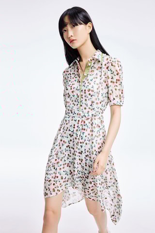 Robe chemise - Blanc et vert
