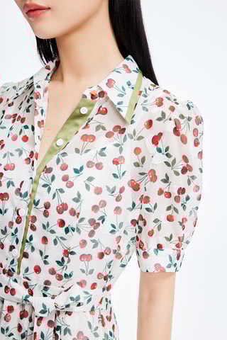 Robe chemise - Blanc et vert