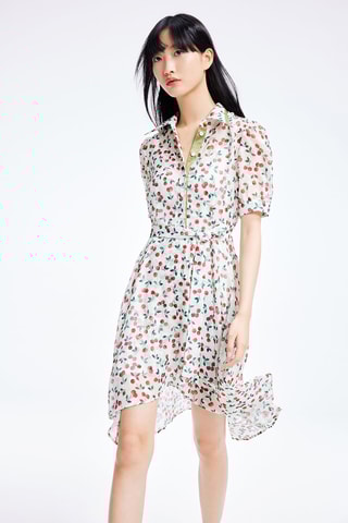 Robe chemise - Blanc et vert