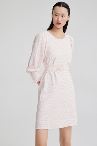 Robe droite - Rose clair et blanc