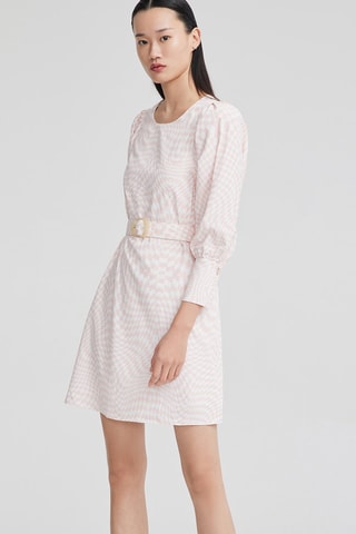 Robe droite - Rose clair et blanc