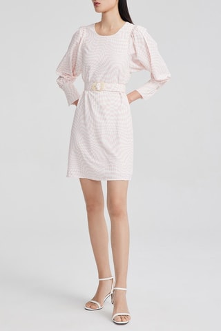 Robe droite - Rose clair et blanc