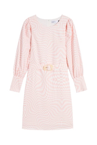 Robe droite - Rose clair et blanc