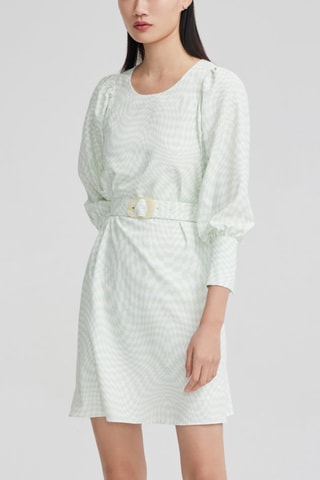 Robe droite - Vert d'eau et blanc
