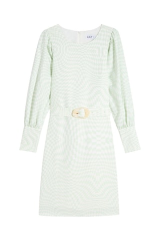 Robe droite - Vert d'eau et blanc