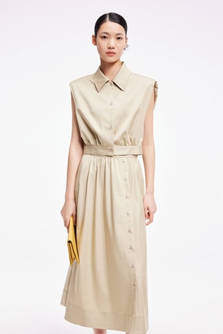 Chemisier et jupe midi - Beige