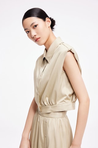 Chemisier et jupe midi - Beige