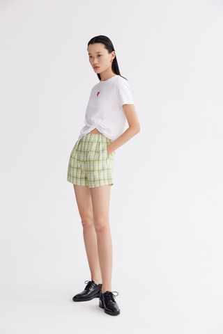 Short taille haute - Blanc et vert clair