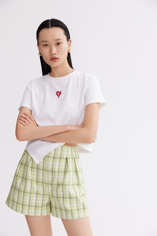 Short taille haute - Blanc et vert clair