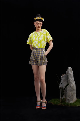 Short - Ecru et moutarde