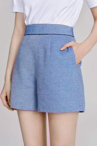 Short taille haute Bleu marine et blanc