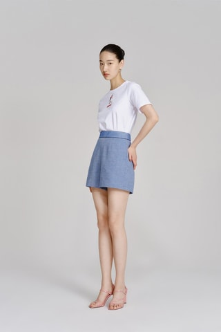 Short taille haute Bleu marine et blanc