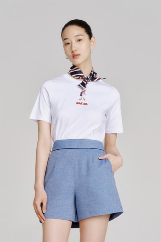 Short taille haute Bleu marine et blanc
