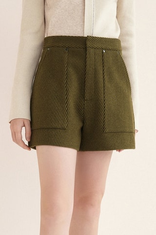 Short en laine de mouton Vert olive