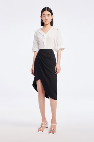 Jupe portefeuille taille haute - Noir