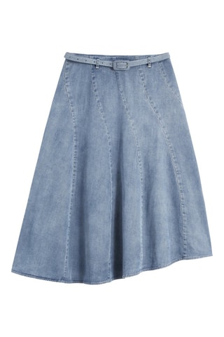 Jupe patineuse en jean taille haute - Bleu